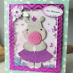 Carte Hippopotame. Carte Anniversaire.