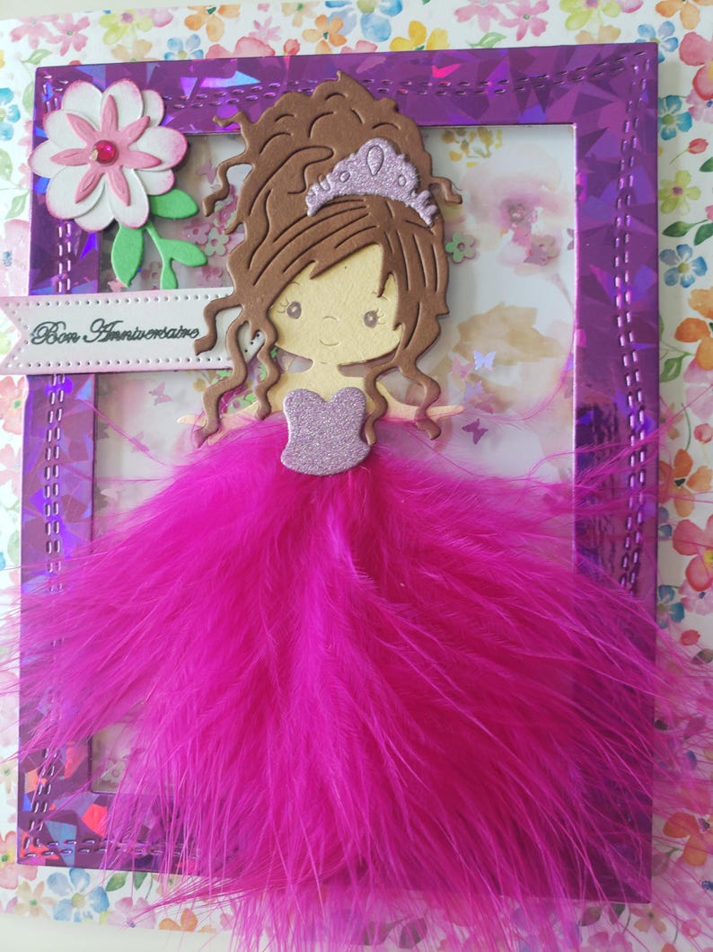 Carte anniversaire petite fille. Carte anniversaire fille. Carte anniversaire. Carte communion. Carte princesse. image 3