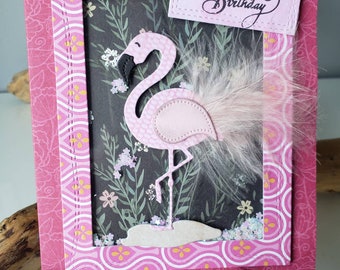 Little girl birthday card. Birthday card. Daughter birthday card. Flamingo card.