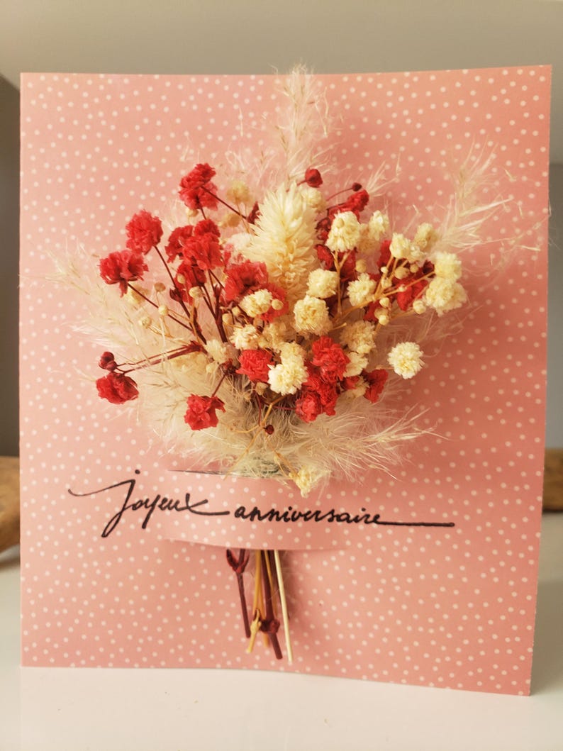 Carte anniversaire. Carte anniversaire fille. Feurs séchées. Carte cadeau. Carte anniversaire mariage. Carte anniversaire femme. image 5