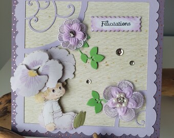 Carte naissance fille.  Naissance fille. Carte naissance. Naissance.