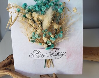 Birthday card. Daughter birthday card. Dried flower card.