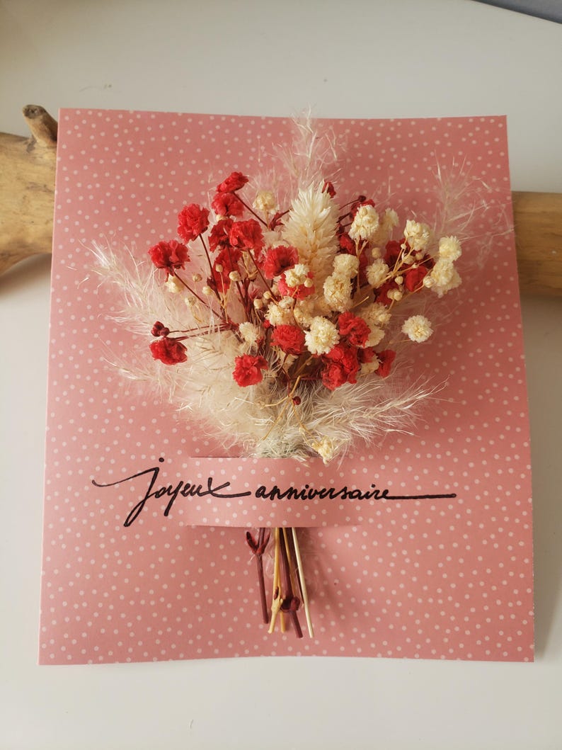 Carte anniversaire. Carte anniversaire fille. Feurs séchées. Carte cadeau. Carte anniversaire mariage. Carte anniversaire femme. image 2