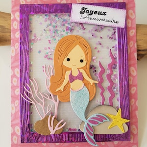 Carte anniversaire. Sirène. Carte anniversaire. Carte petite fille. Carte joyeux anniversaire. image 4