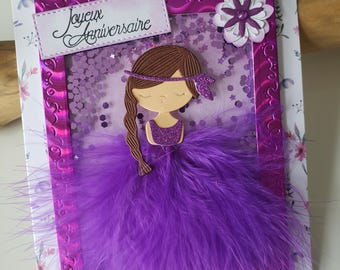 Tarjeta de cumpleaños para niña. Tarjeta de niña pequeña. Tarjeta de cumpleaños. Tarjeta de cumpleaños hecha a mano.