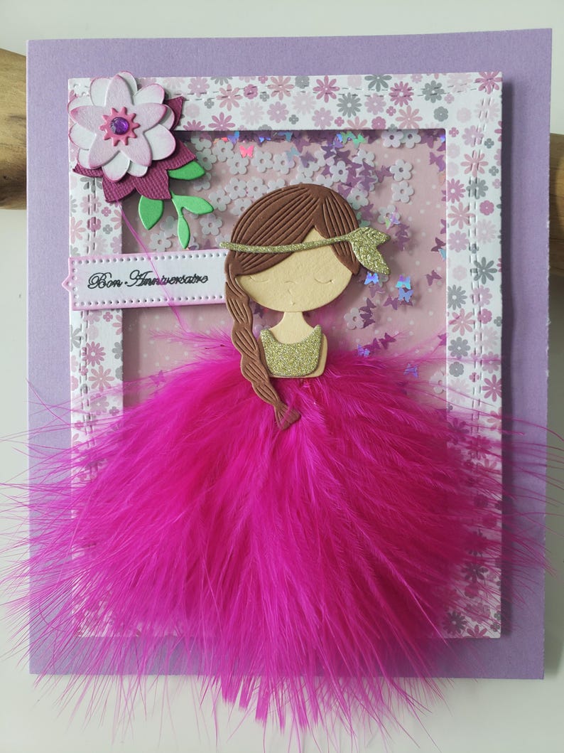 Carte anniversaire fille. Carte princesse. Carte anniversaire petite fille. Carte anniversaire fait main. image 3