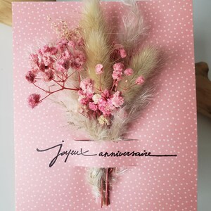 Carte anniversaire. Carte anniversaire fille. Carte fleurs séchées. Carte cadeau. Carte anniversaire mariage. image 5