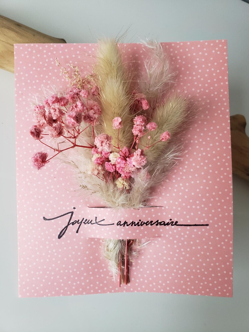 Carte anniversaire. Carte anniversaire fille. Carte fleurs séchées. Carte cadeau. Carte anniversaire mariage. image 5