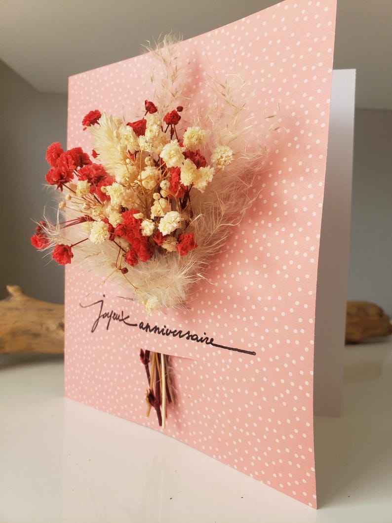 Carte anniversaire. Carte anniversaire fille. Feurs séchées. Carte cadeau. Carte anniversaire mariage. Carte anniversaire femme. image 7