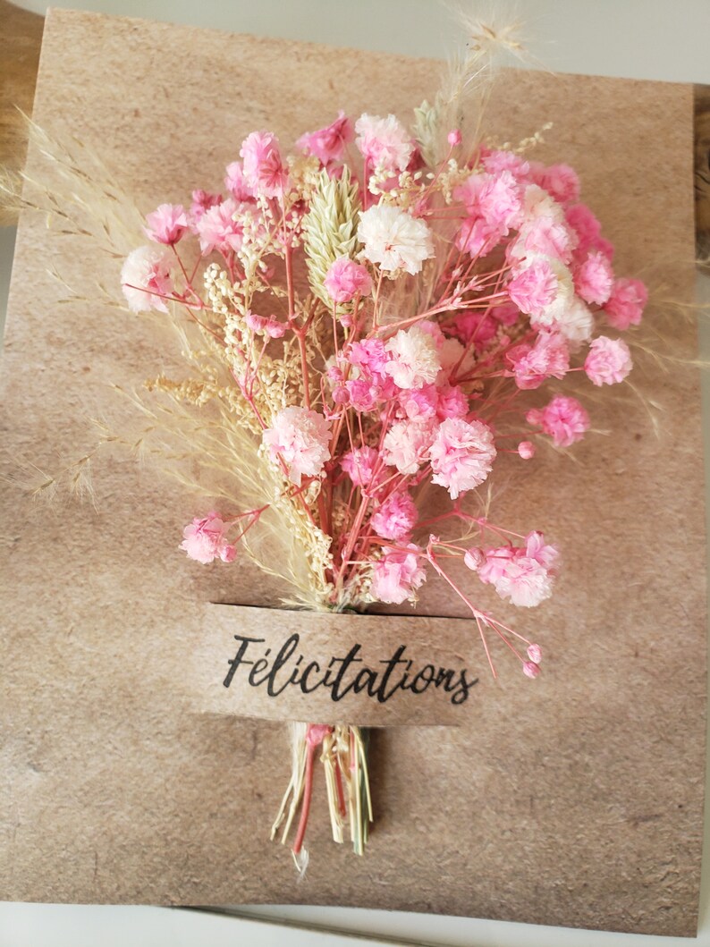 Carte félicitations. Fleurs séchées. Carte mariage. image 4