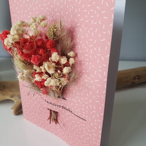 Carte anniversaire. Carte anniversaire femme. Carte fleurs séchées. Fleurs séchées. image 6