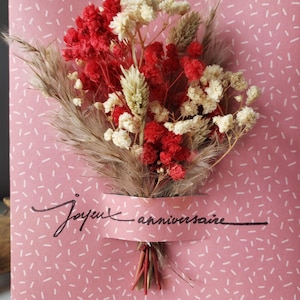 Carte anniversaire. Carte anniversaire femme. Carte fleurs séchées. Fleurs séchées. image 5