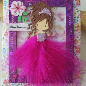 Carte anniversaire petite fille. Carte anniversaire fille. Carte anniversaire. Carte communion. Carte princesse. image 2