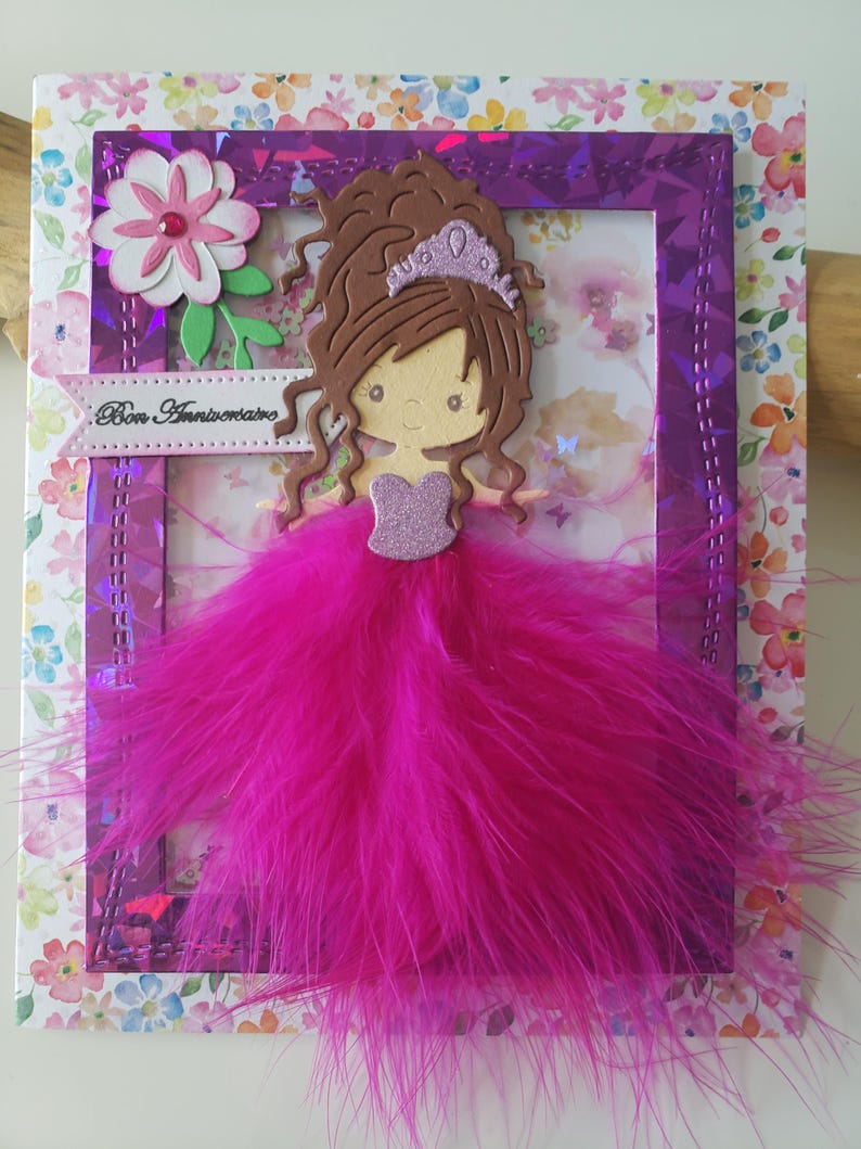 Carte anniversaire petite fille. Carte anniversaire fille. Carte anniversaire. Carte communion. Carte princesse. image 2