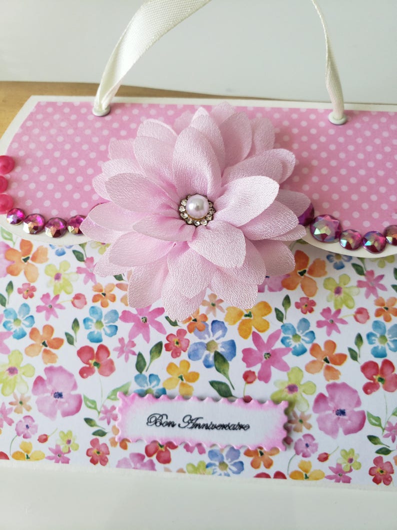 Carte anniversaire. Carte anniversaire femme. Carte anniversaire fille. Sac à main. image 6