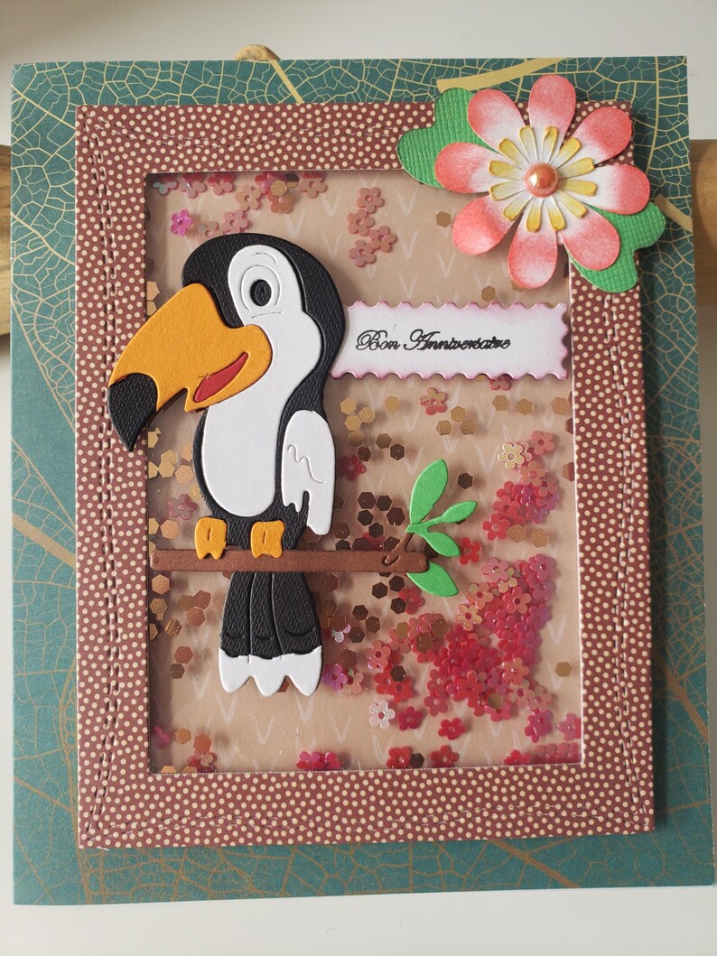 Carte oiseau. Carte original. Carte anniversaire fille. Carte anniversaire garçon. Carte toucan. image 2