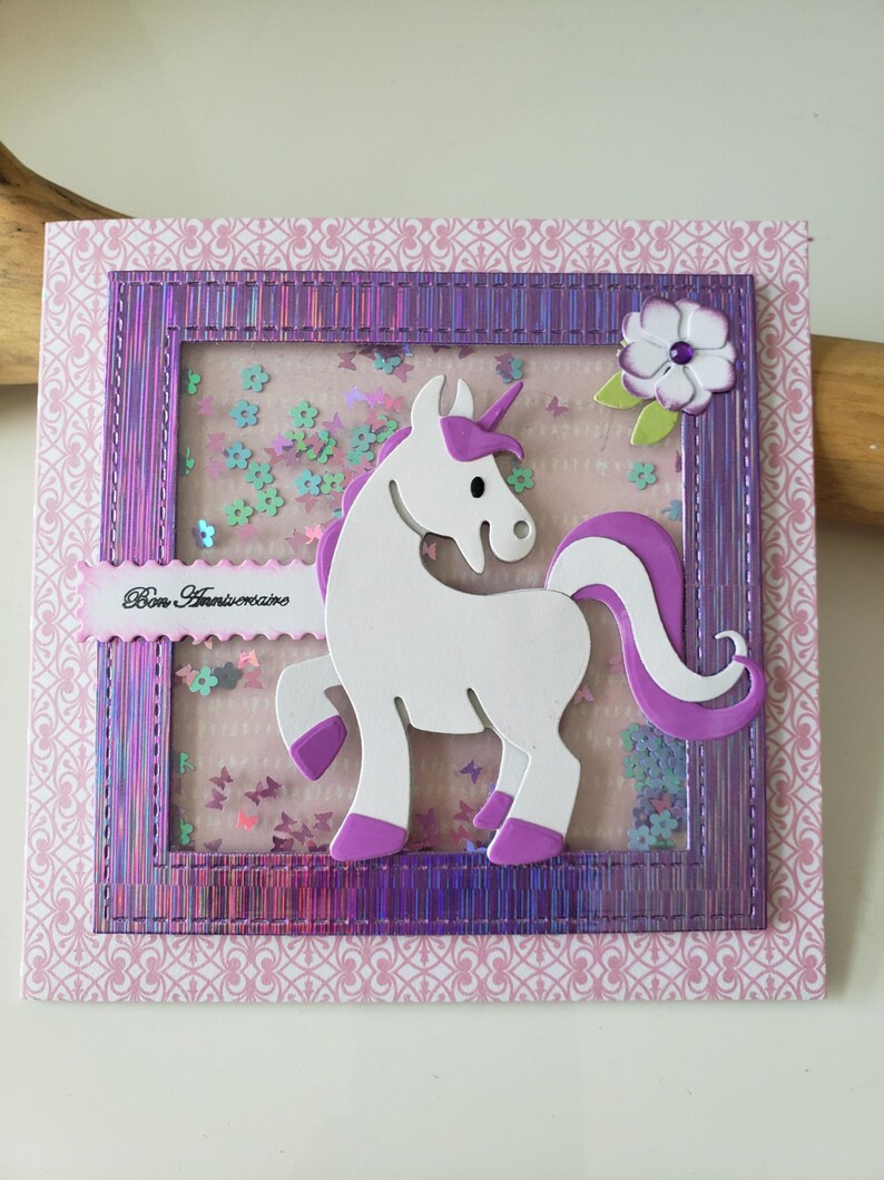 Carte anniversaire licorne. Carte anniversaire petite fille. Carte fille. Licorne. image 2
