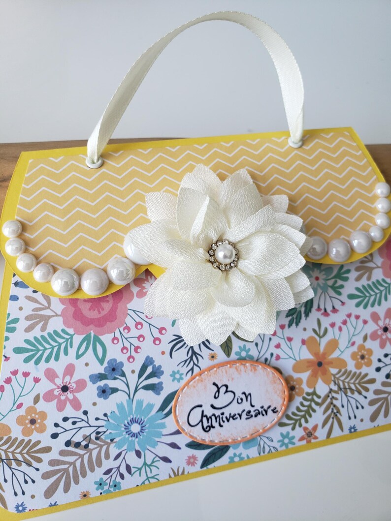 Carte sac à main. Carte anniversaire fille. Carte anniversaire femme. Carte anniversaire. image 9