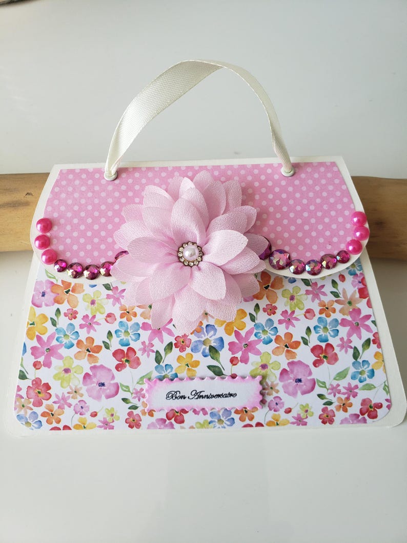 Carte anniversaire. Carte anniversaire femme. Carte anniversaire fille. Sac à main. image 3