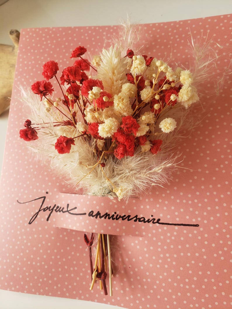 Carte anniversaire. Carte anniversaire fille. Feurs séchées. Carte cadeau. Carte anniversaire mariage. Carte anniversaire femme. image 3