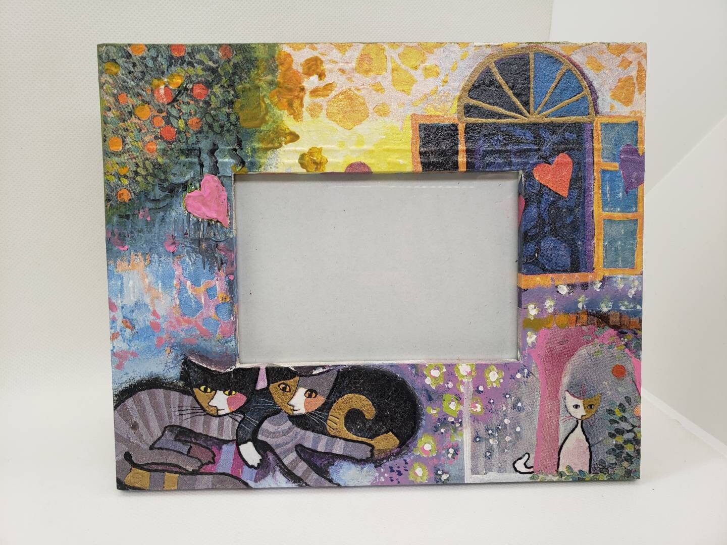 Cadre Photo en Bois Fait Main avec Du Papier. Cadre sur Le Thème Des Chats.