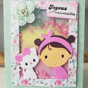 Carte anniversaire. Carte anniversaire petite fille. Carte anniversaire fille.
