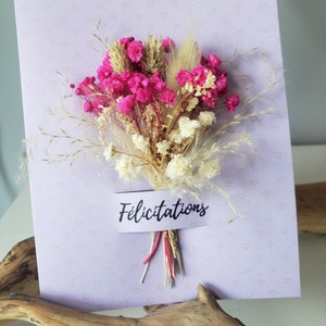 Carte félicitations. Carte fleurs séchées. Carte départ retraite. Carte Mariage. image 1