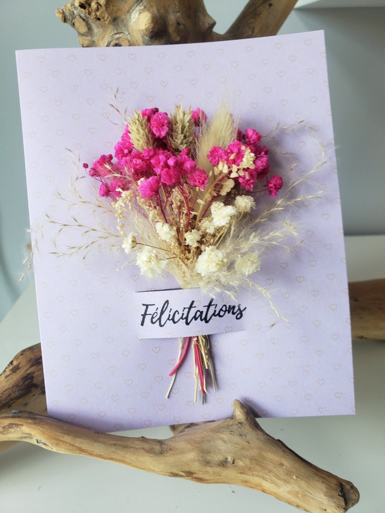 Congratulations card. Dried flower card. Retirement card. Wedding card. image 1