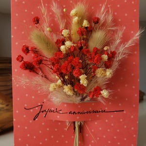 Carte anniversaire. Carte fleurs séchées. Fleurs séchées. Carte joyeux anniversaire. image 2
