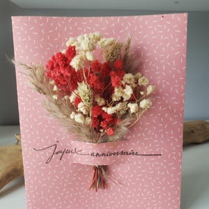 Carte anniversaire. Carte anniversaire femme. Carte fleurs séchées. Fleurs séchées. image 2