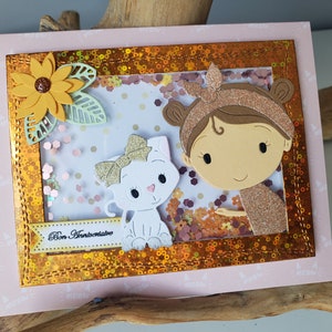 Carte anniversaire petite fille. Carte anniversaire fille. Carte fille. Carte chat. image 2