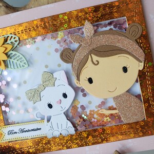Carte anniversaire petite fille. Carte anniversaire fille. Carte fille. Carte chat. image 4