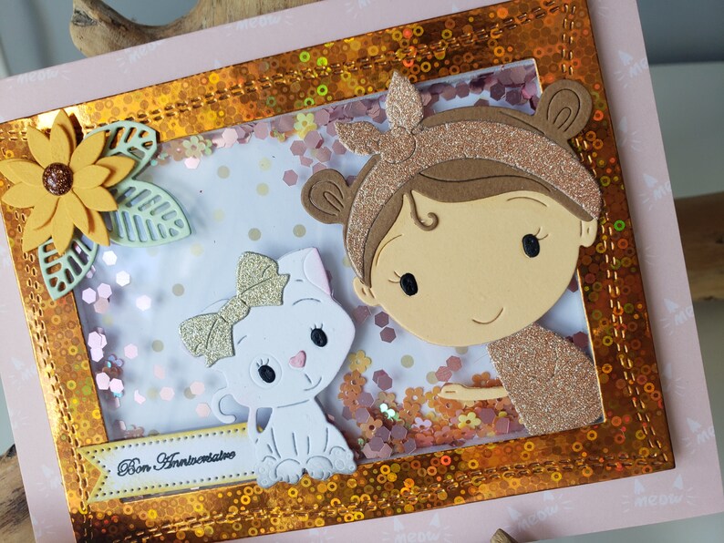 Carte anniversaire petite fille. Carte anniversaire fille. Carte fille. Carte chat. image 4