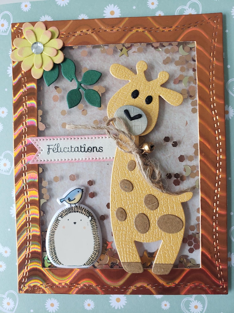 Carte félicitations. Carte naissance fille. Carte naissance. Carte naissance garçon. Carte girafe. image 4
