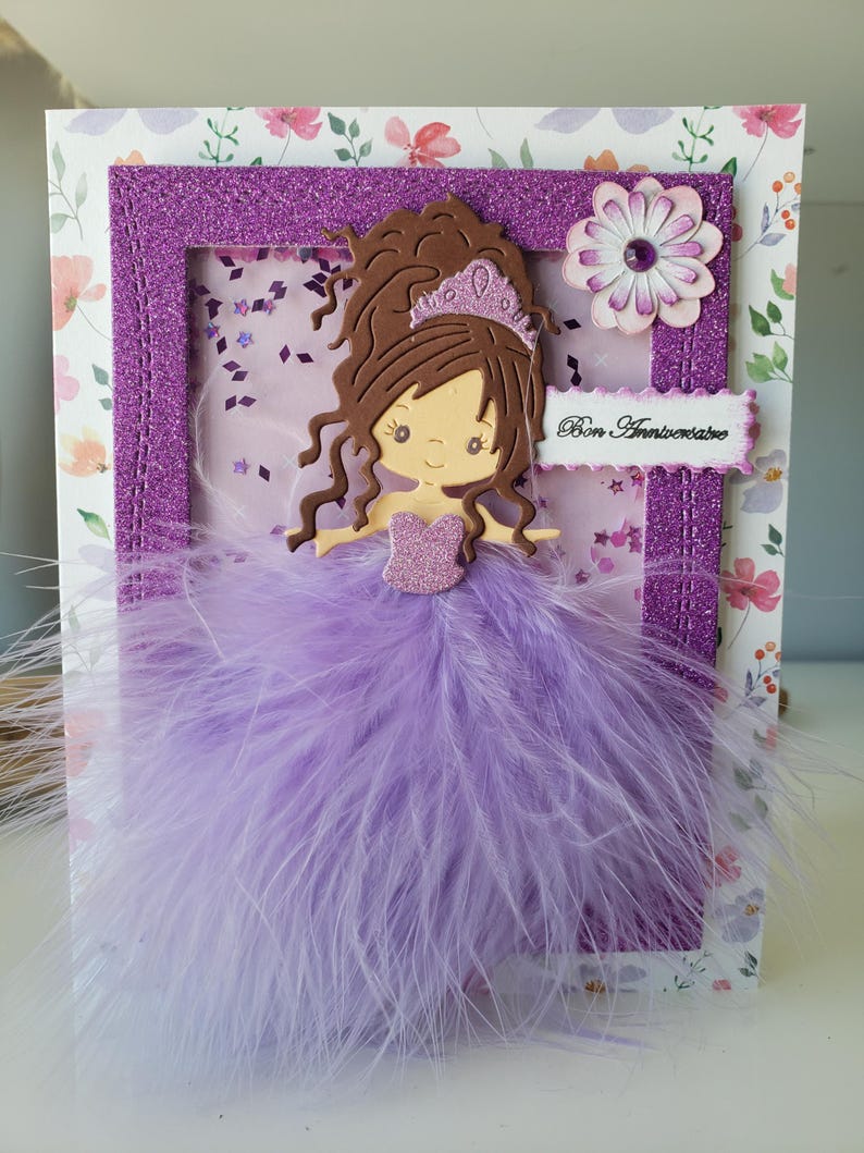 Carte anniversaire. Carte anniversaire fille. Carte anniversaire petite fille. Carte princesse. image 2