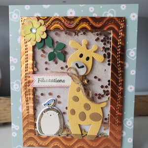 Carte félicitations. Carte naissance fille. Carte naissance. Carte naissance garçon. Carte girafe. image 5