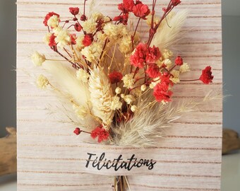 Carte félicitations. Carte fleurs séchées. Carte départ retraite. Carte Mariage. Carte anniversaire mariage.