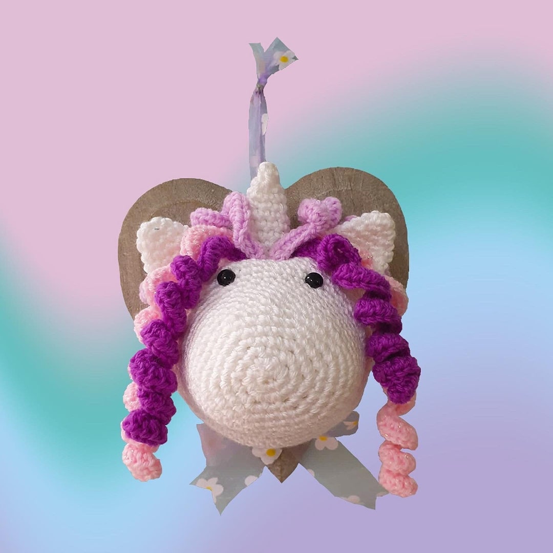 Unicorn Wall Hanging Mount Crochet Faux Taxidermy Animal Head Etsy