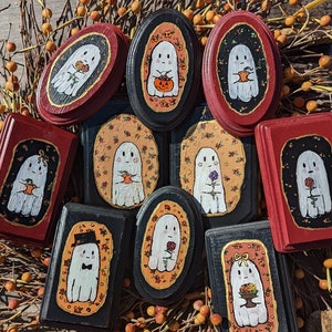 Mini Ghost Portraits Hand-painted on Wood
