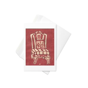 Roter Stuhl, Blanko, leere Grußkarte, einzigartige Grußkarte, einzigartige Karte, Geburtstagskarte, Grußkarte für Frauen