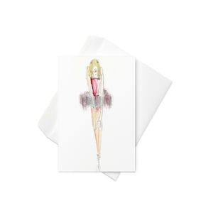 Bailarina Tímida, Cartão em branco, cartão de felicitações em branco, cartão de felicitações exclusivo, cartões exclusivos, cartão engraçado, cartões engraçados para mulheres, cartão de aniversário