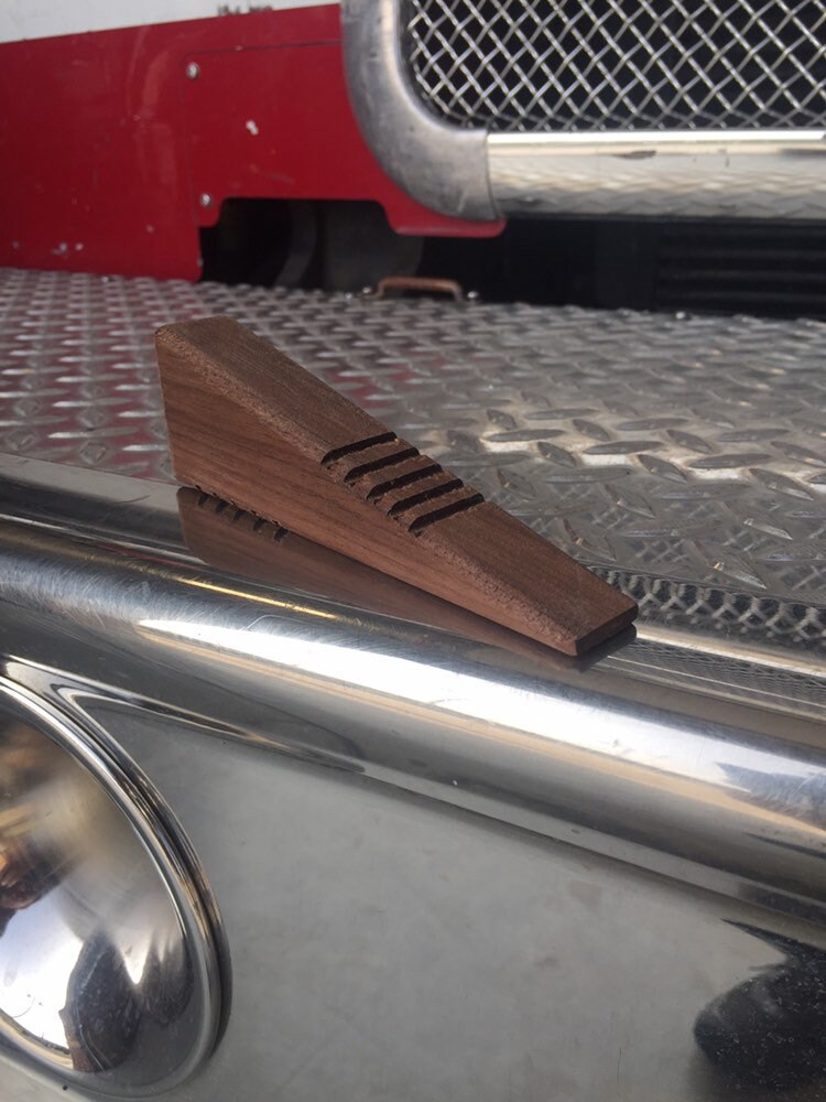 Firefighter walnut wood door wedge Etsy