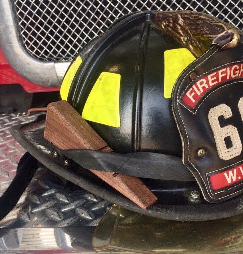 Firefighter walnut wood door wedge Etsy