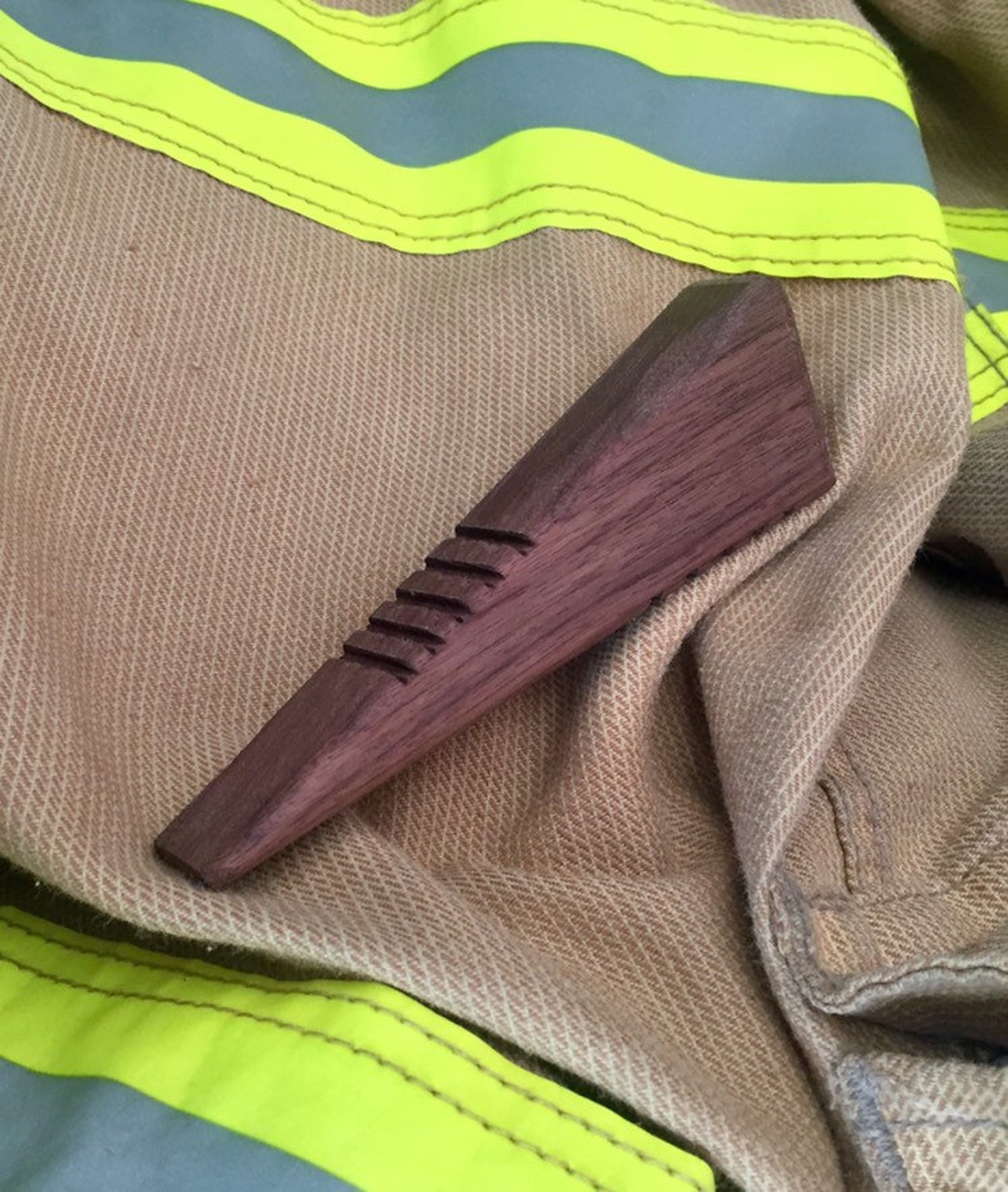 Firefighter walnut wood door wedge Etsy