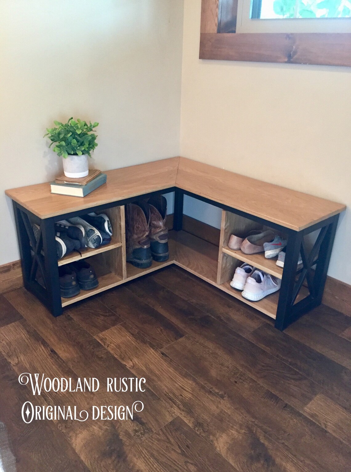White Oak Woodland Corner Shoe/Boot Bench/Entryway Bench Etsy