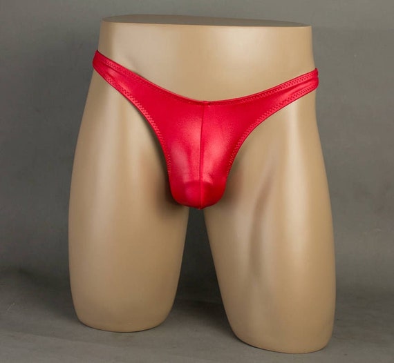 Custom Men's T-back Thong With Contoured Pouch Front in Spandex Vinyl  Fetish Alternative to Latex or PVC 
