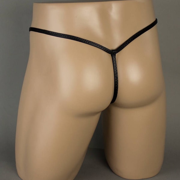 Custom Men's G-String Underwear with Smooth Front Pouch in Spandex Vinyl Fetish alternative to latex or PVC