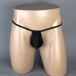 Men's Teardrop Pouch, G-String thong - shown in Black Vinyl/PVC