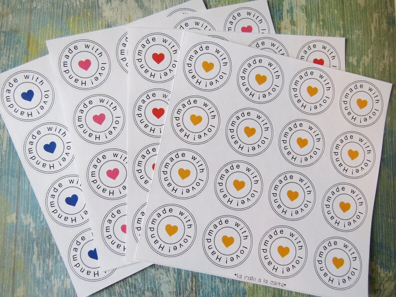 500 Autocollants Kraft "Handmade With Love" - Ø2.5cm - Pour Confitures, Cadeaux, Mariages
