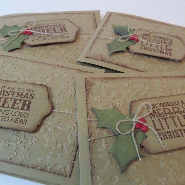 Christmas Card, Vintage Christmas Card, Kraft Card "Mistletoe" Stampin' Up!